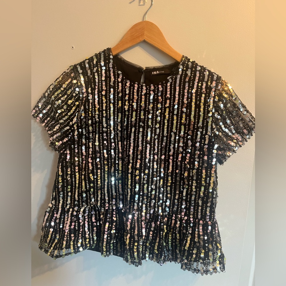 Rainbow Sequin Peplum Top